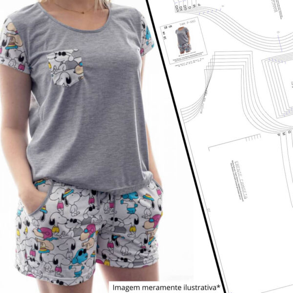 Molde Pijama Malha Manga Curta (P ao XXG)
